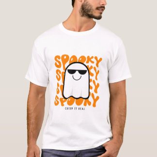 Halloween Spooky Ghost Unisex 100% Katoen T-shirt