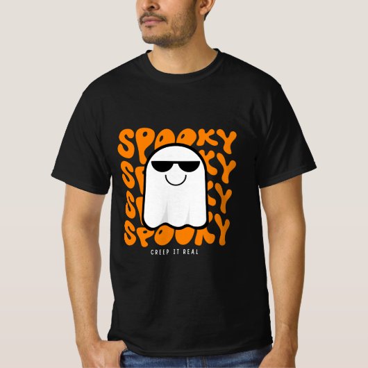Halloween Spooky Ghost Unisex 100% Katoen T-shirt (Voorkant)