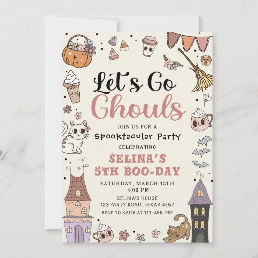 Halloween Spooky Ghost Verjaardag Laten we gaan Gh Kaart (Voorkant)