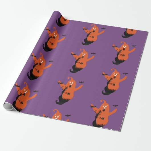 Halloween Spooky Ghost Wrapping Paper Cadeaupapier (Uitgerold)