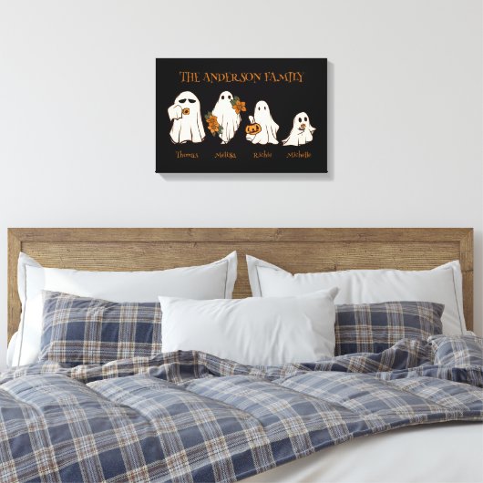 Halloween Spooky Ghosts Familie Aangepaste Namen Z Canvas Afdruk (Insitu (Slaapkamer))