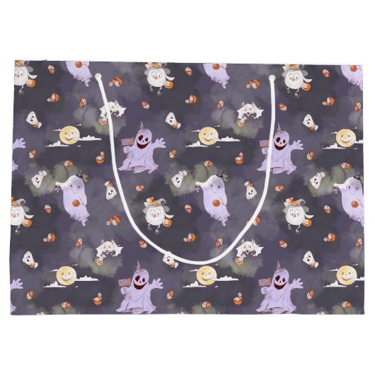 Halloween Spooky Ghosts Gift Bag Groot Cadeauzakje (Achterkant)