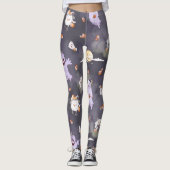 Halloween Spooky Ghosts Owls Cute Modern Leggings (Voorkant)