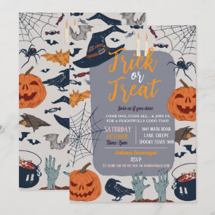 Halloween Spooky Ghosts Party Pumpkins Uitnodigen Kaart