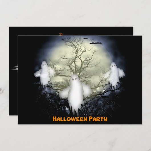 Halloween Spooky Ghosts Party Uitnodiging (Voorkant / Achterkant)