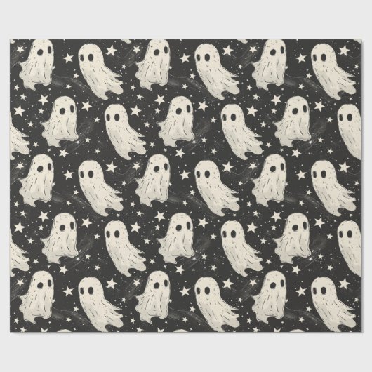  Halloween Spooky Ghosts & Stars Patroon Cadeaupapier (Vlak)