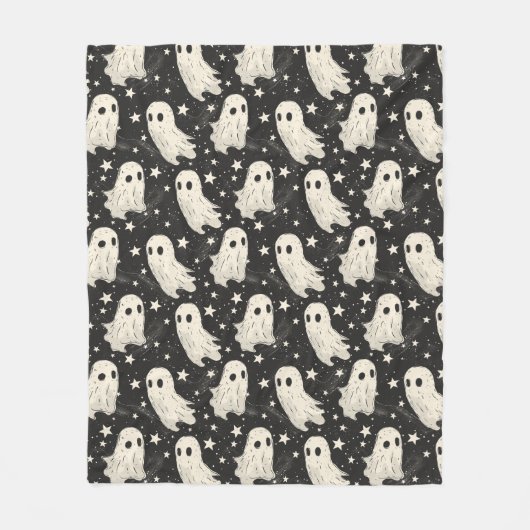 Halloween Spooky Ghosts & Stars Patroon Fleece Deken (Voorkant)