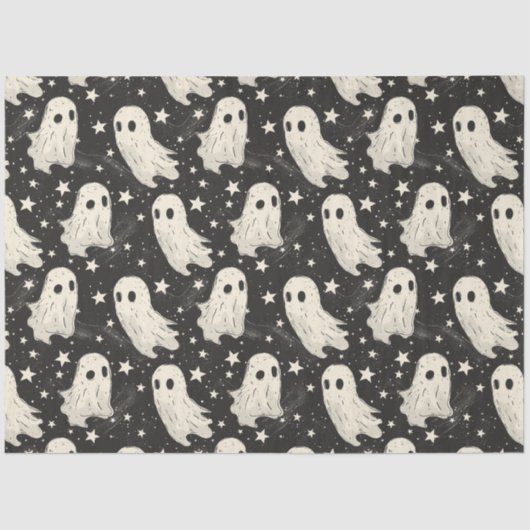  Halloween Spooky Ghosts & Stars Patroon Tissuepapier (Voorkant)