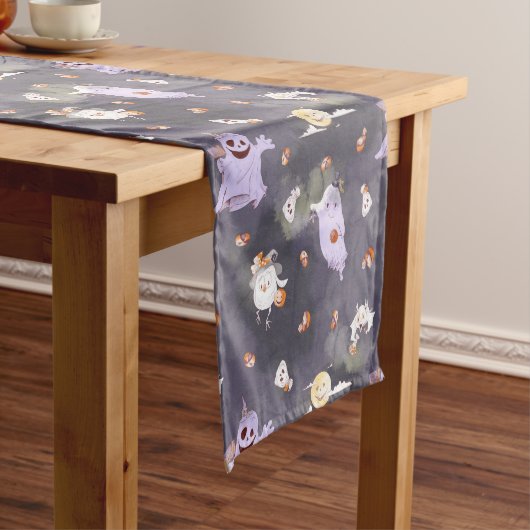 Halloween Spooky Ghosts Table Runner Korte Tafelloper (Voorbeeld)