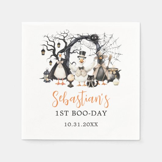 Halloween Spooky Goose 1e Verjaardagsfeestje Servet (Voorkant)