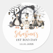 Halloween Spooky Goose 1st Birthday Party Ronde Sticker (Voorkant)
