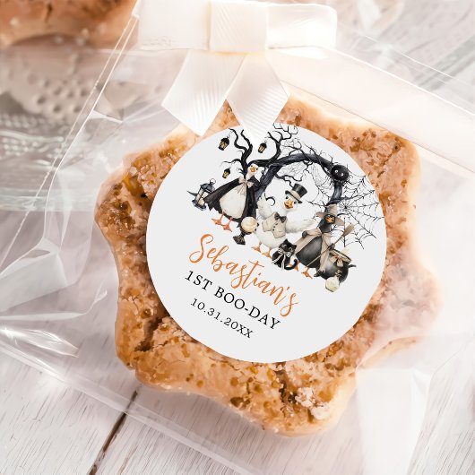 Halloween Spooky Goose 1st Birthday Party Ronde Sticker