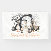 Halloween Spooky Goose 1st Birthday Party Spandoek (Horizontaal)