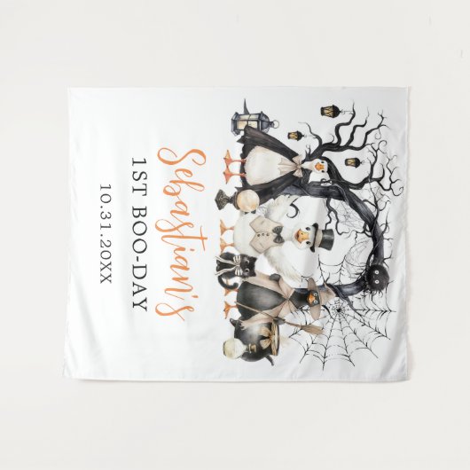 Halloween Spooky Goose 1st Birthday Party Wandkleed (Voorkant (horizontaal))