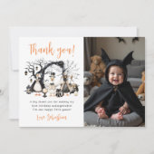 Halloween Spooky Goose Verjaardagsfeest Foto Bedankkaart (Voorkant)