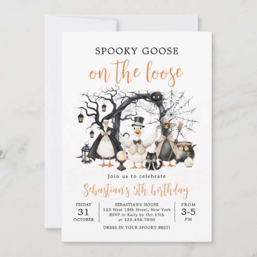 Halloween Spooky Goose verjaardagsfeestje Kaart (Voorkant)