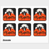 Halloween Spooky Graveyard Bats Zombie Moon Vierkante Sticker (Vel)