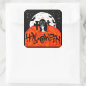 Halloween Spooky Graveyard Bats Zombie Moon Vierkante Sticker (Tas)