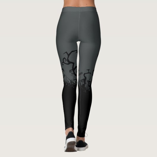 Halloween Spooky Graveyard Jack-O-Lantern Leggings (Achterkant)