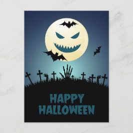 Halloween Spooky Graveyard Moon Bats Briefkaart