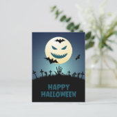 Halloween Spooky Graveyard Moon Bats Briefkaart (Staand voorkant)