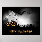 Halloween Spooky Graveyard Scene Poster (Voorkant)