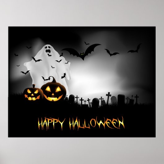 Halloween Spooky Graveyard Scene Poster (Voorkant)