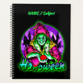Halloween Spooky Green Witch Magic Pet Apple Planner (Voorkant)