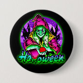 Halloween Spooky Green Witch Magic Pet Apple Ronde Button 7,6 Cm (Voorkant)