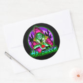 Halloween Spooky Green Witch Magic Pet Apple Ronde Sticker (Envelop)