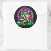 Halloween Spooky Green Witch Magic Pet Apple Ronde Sticker (Tas)