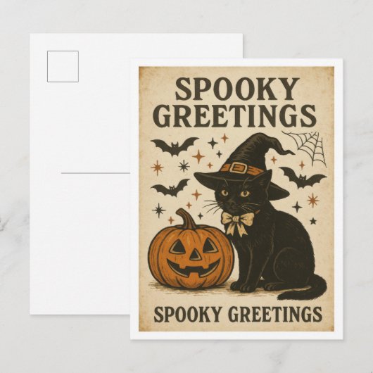 Halloween Spooky Greetings Briefkaart (Voorkant / Achterkant)