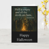 Halloween Spooky Greetings Kaart - Hell Is Empty (Gele Bloem)