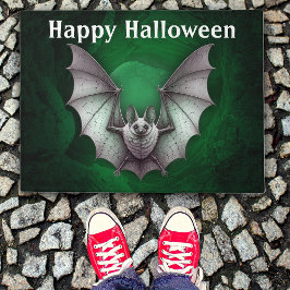 Halloween Spooky Grey Flying Bat Green Cave Deurmat