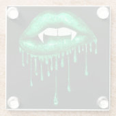 HALLOWEEN SPOOKY GROENE DRUPPELVAMPIER LIPPEN GLAZEN ONDERZETTER (Achterkant)