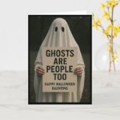 Halloween Spooky Groetjes Kaart - Ghost People (Gele Bloem)
