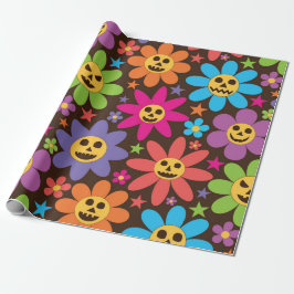 Halloween Spooky Groovy Flowers Cadeaupapier