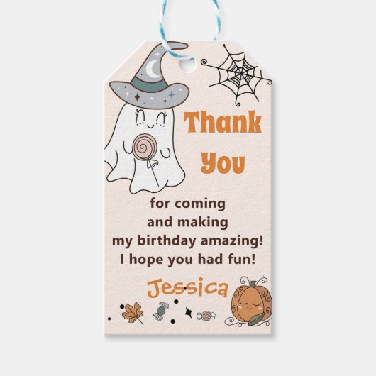 Halloween Spooky Groovy Leuke Ghost Cadeaulabel (Voorkant)
