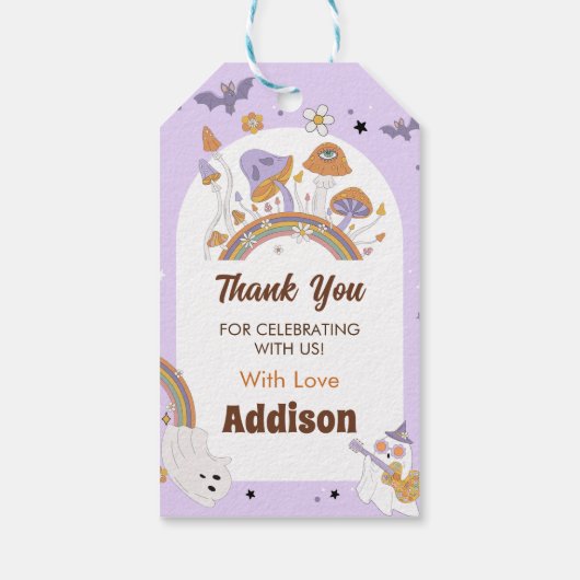 Halloween Spooky Groovy Leuke Ghost Verjaardag Cadeaulabel (Achterkant)