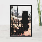 Halloween Spooky Haunted Black Cat Kaart (Voorkant)
