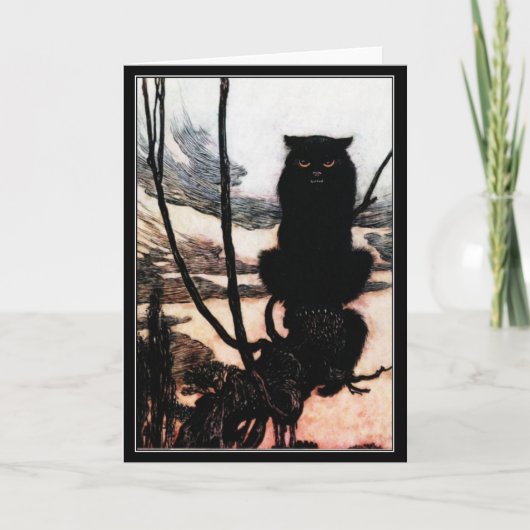  Halloween Spooky Haunted Black Cat Kaart (Voorkant)