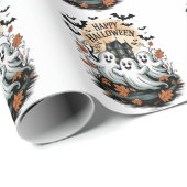 Halloween Spooky Haunted House Ghost en Bats Cadeaupapier (Rol Hoek)