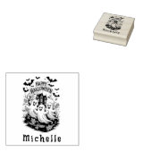 Halloween Spooky Haunted House Ghost en Bats Rubberstempel (Gestempeld)