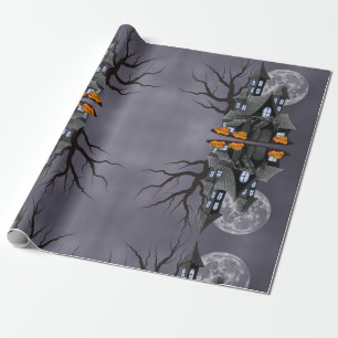 Halloween Spooky Haunted House & Pumpkin Cadeaupapier