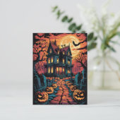 Halloween Spooky Haunted House Pumpkins          Briefkaart (Staand voorkant)