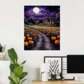 Halloween Spooky Haunted Town Night Poster (Thuiskantoor)