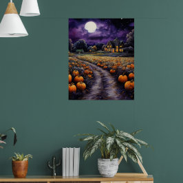 Halloween Spooky Haunted Town Night Poster
