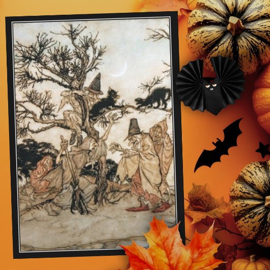 Halloween Spooky Heks Arthur Rackham Kaart