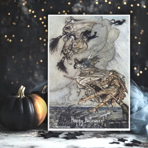 Halloween Spooky Heks Arthur Rackham Kaart
