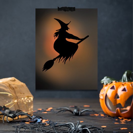 Halloween Spooky Heks bezem Poster
